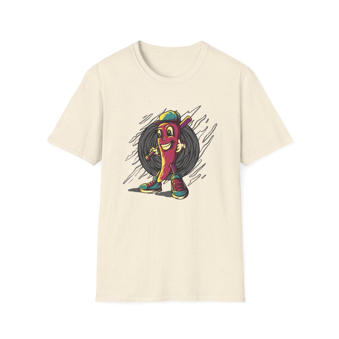 Epic Chili Pepper Baseball Player T-Shirt - Vibrant Cartoon Hot Pepper Tee for Sports Fans | Unique Game Day Apparel