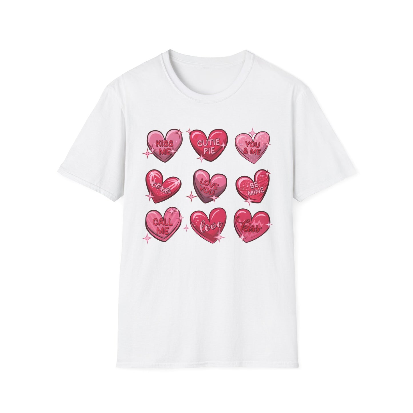 Adorable Valentine Candy Hearts T-Shirt | Sweet Love Messages Tee for Her & Him | Romantic "Kiss Me" Gift