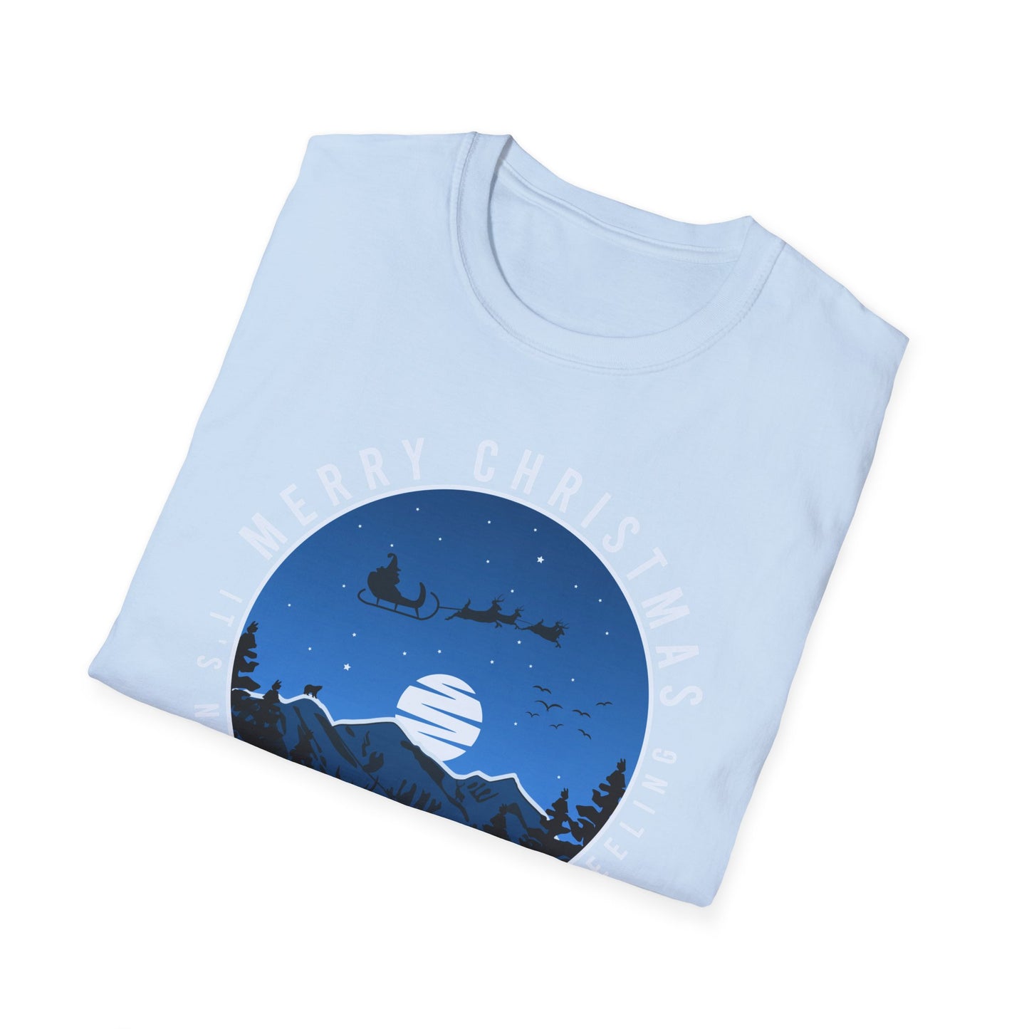 Magical Christmas Night T-Shirt with Santa, Reindeer & Deer Silhouette | Enchanting Holiday Winter Feeling Tee | Festive Apparel Gift