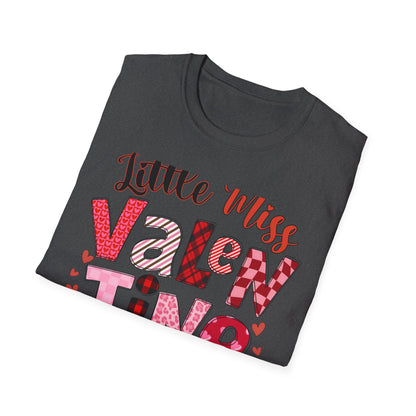 Charming Little Miss Valentine T-Shirt | Girls' Trendy Mixed Pattern Heart Day Tee