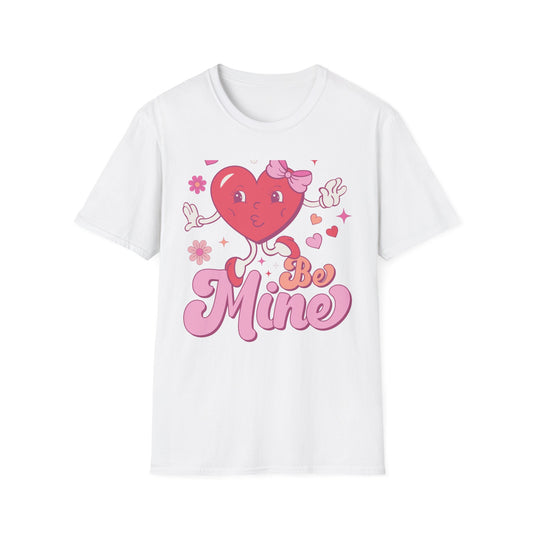 Adorable Retro "Be Mine" Cartoon Heart T-Shirt | Groovy Valentine's Day Gift for Her | Cute Love Graphic Tee