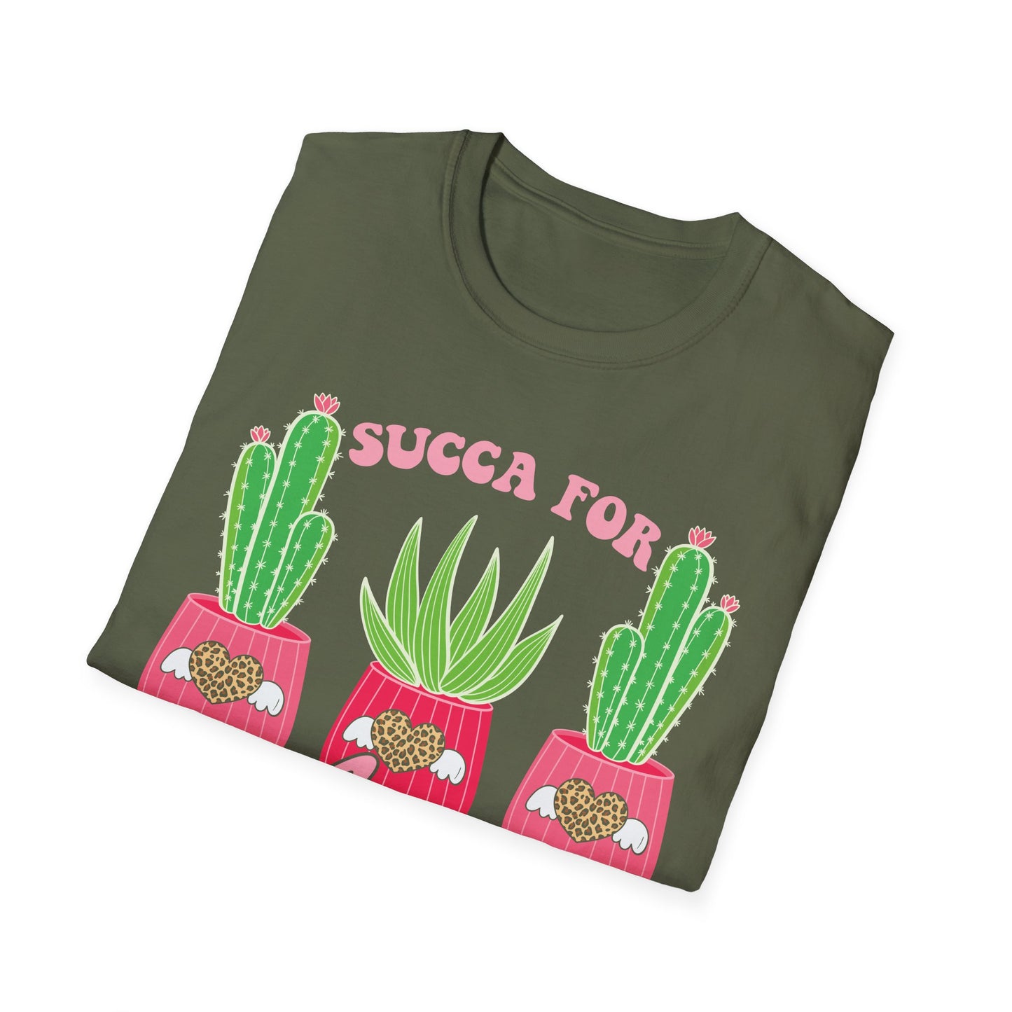 Adorable "Succa for Love" T-Shirt | Trendy Succulent & Cactus Tee with Leopard Hearts | Perfect Gift for Plant Lovers!