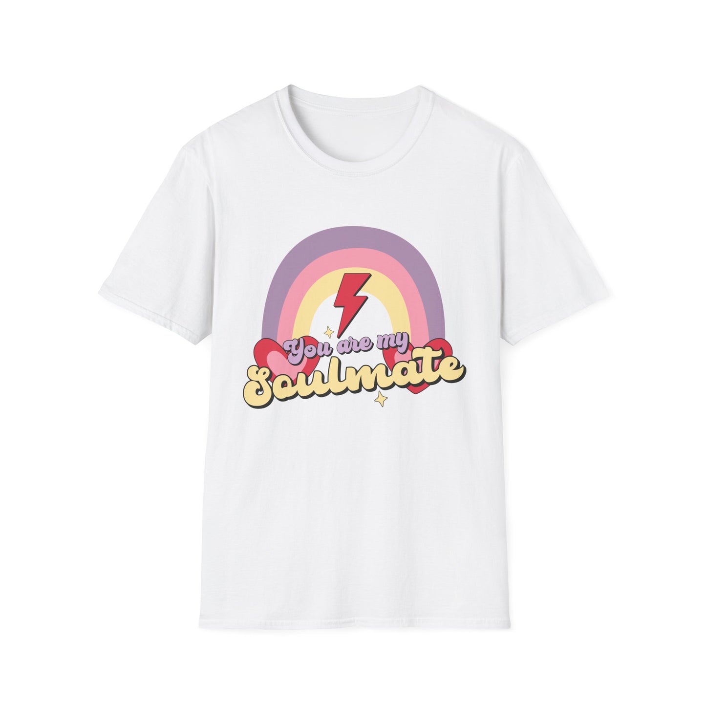 Retro Soulmate T-Shirt | Groovy Pastel Rainbow & Hearts Couple Tee | Perfect Romantic Valentine's Day Gift for Him or Her