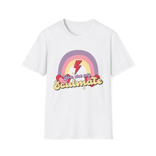 Retro Soulmate T-Shirt | Groovy Pastel Rainbow & Hearts Couple Tee | Perfect Romantic Valentine's Day Gift for Him or Her