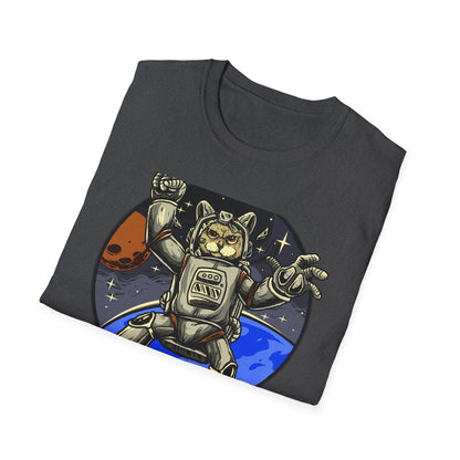 Gravity-Defying Astronaut Cat T-Shirt | Grumpy Space Kitty Tee | Unique Sci-Fi Animal Lover Gift