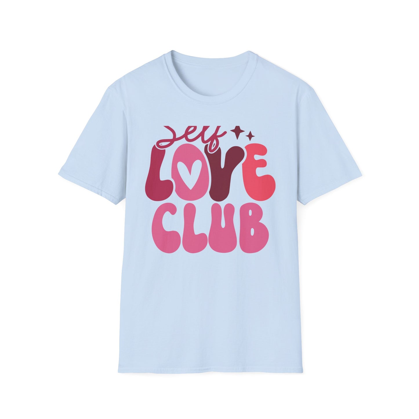 Vibrant Self Love Club T-Shirt | Groovy Retro Heart Design | Empowering Positive Vibes Tee for Women