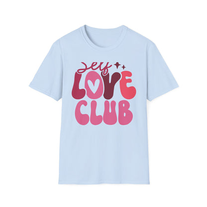 Vibrant Self Love Club T-Shirt | Groovy Retro Heart Design | Empowering Positive Vibes Tee for Women