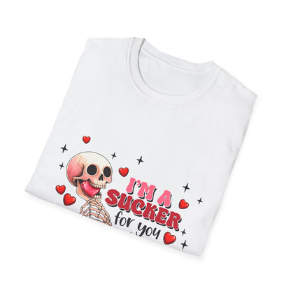 Funny Skeleton Love T-Shirt: "I'm a Sucker for You" Valentine's Day Graphic Tee - Unique Couple's Gift