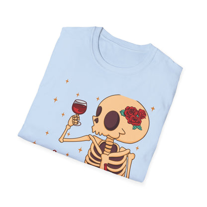 Funny 'Wine is My Valentine' Skeleton T-Shirt | Hilarious Anti-Valentine's Wine Lover Tee Gift