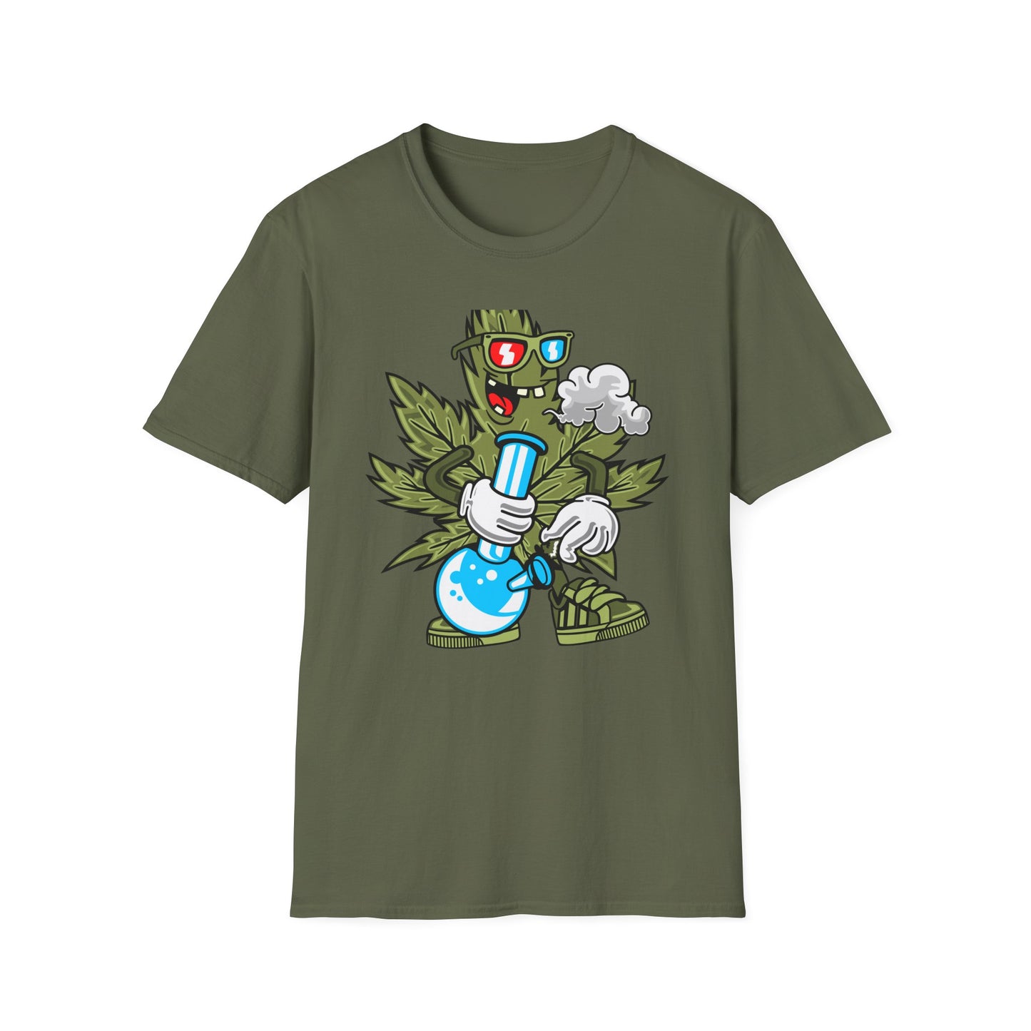 Epic 420 Stoner Leaf T-Shirt - Funny Cartoon Weed Character Bong Tee - Rad Cannabis Culture Gift for Men & Women