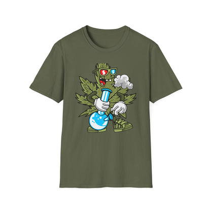 Epic 420 Stoner Leaf T-Shirt - Funny Cartoon Weed Character Bong Tee - Rad Cannabis Culture Gift for Men & Women
