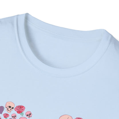 Captivating Goth Skulls & Roses Heart T-Shirt | Edgy 'Love You Till My Lungs Give Out' Tee | Unique Dark Romance Apparel Gift