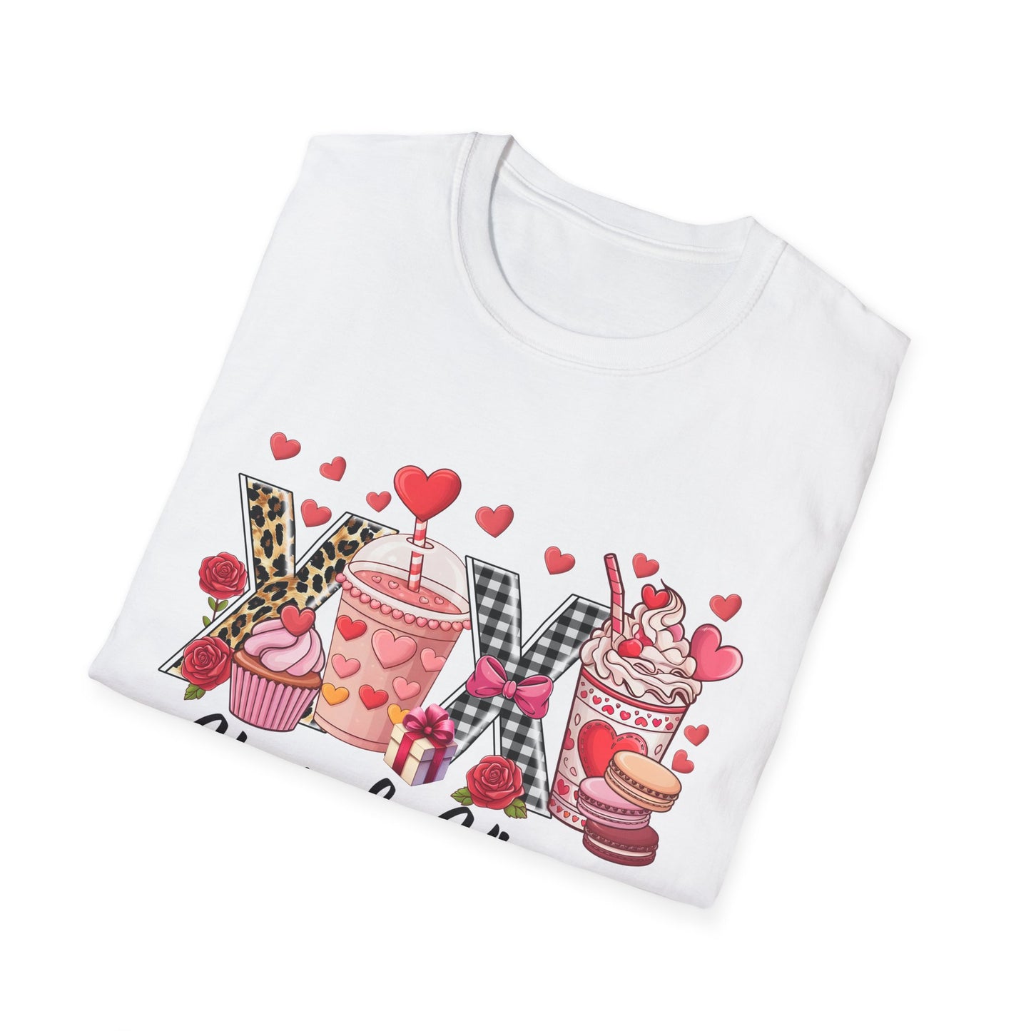 Delightful XOXO Valentine's T-Shirt | Sweet Treats & Chic Leopard/Gingham Style for Her
