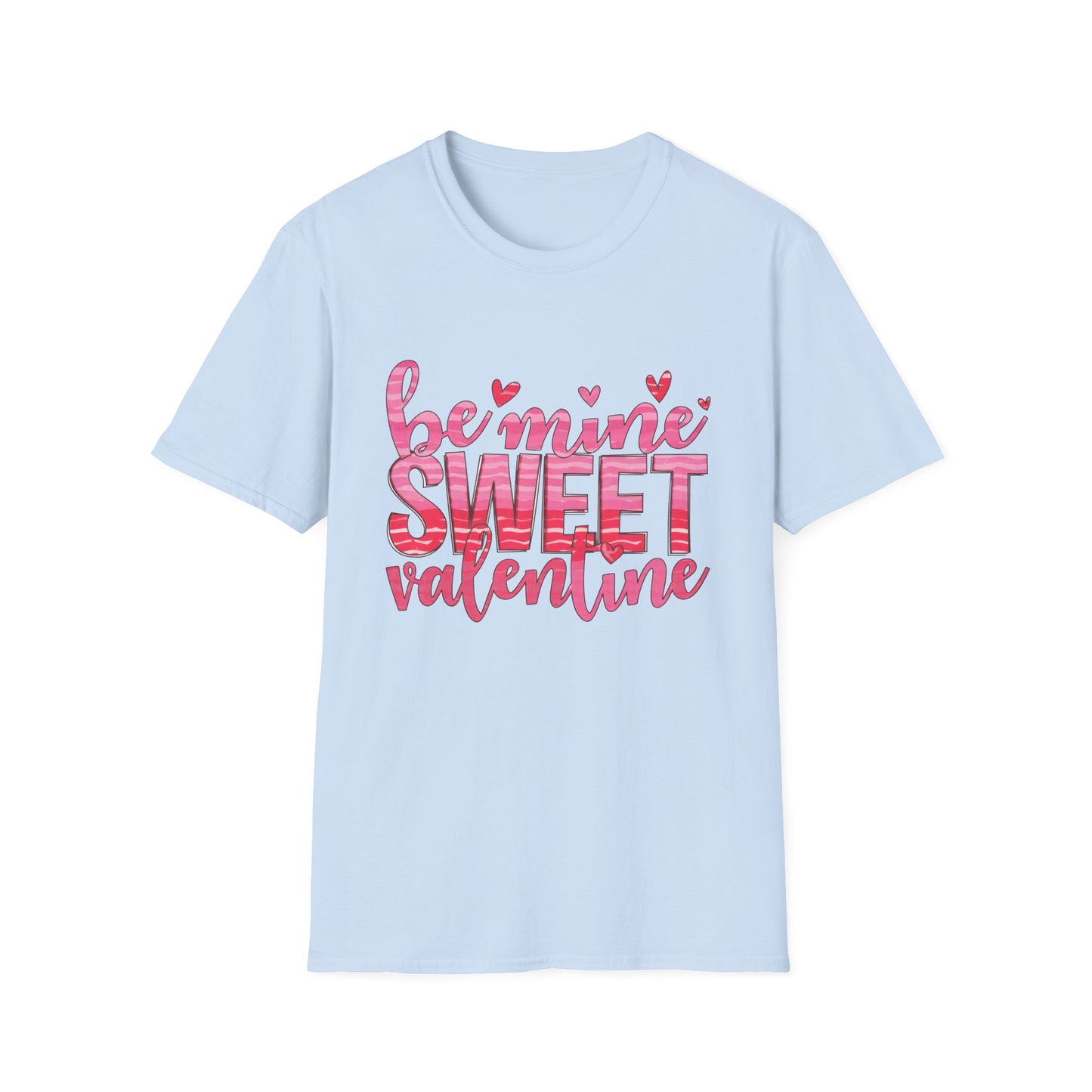 Charming "Be Mine Sweet Valentine" T-Shirt | Adorable Pink Hearts & Glitter Print | Perfect Romantic Gift Tee for Her