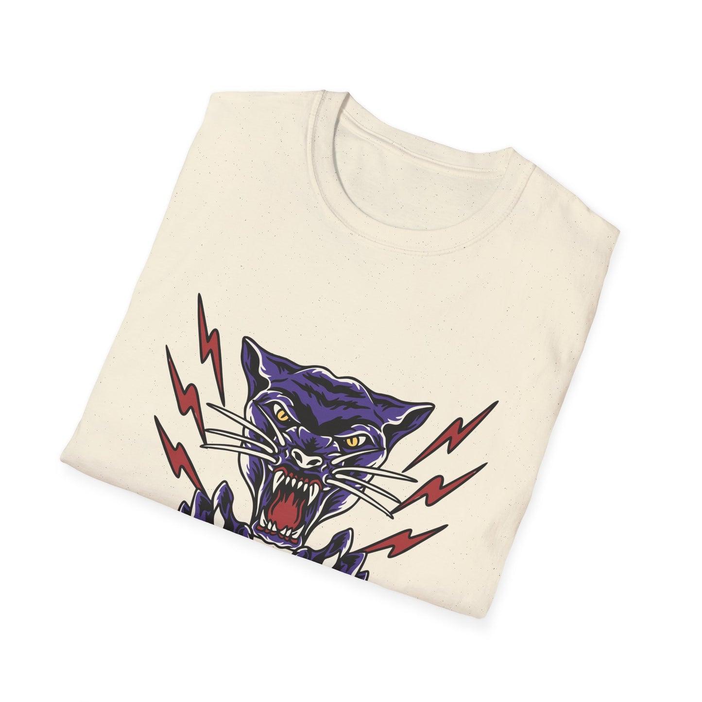 Fierce Purple Panther Lightning T-Shirt | Striking Wildcat Roar Graphic Tee for Edgy Style | Unleash Power!