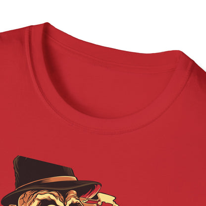 Epic Billionaire Skeleton T-Shirt: Dapper Skull, Money Stacks & Burning Dollar Cigar - Ultimate Hustle Tee