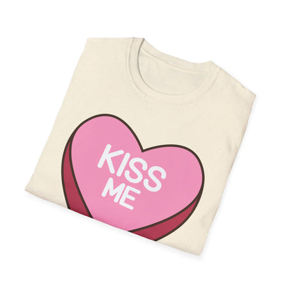 Adorable "Kiss Me" Conversation Heart T-Shirt | Sweet Valentine's Day Tee | Cute Romantic Candy Design Gift