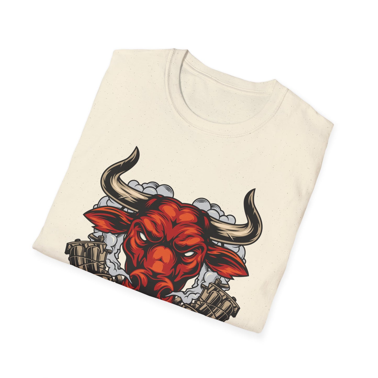 Fierce Red Bull Tattoo Machine T-Shirt | Bold Ink Art Graphic Tee | Edgy & Powerful Apparel Gift