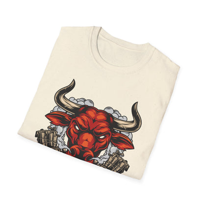 Fierce Red Bull Tattoo Machine T-Shirt | Bold Ink Art Graphic Tee | Edgy & Powerful Apparel Gift