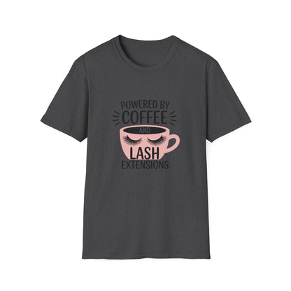 Ultimate Powered By Coffee & Lash Extensions T-Shirt | Trendy Beauty Lover & Lash Tech Gift Tee