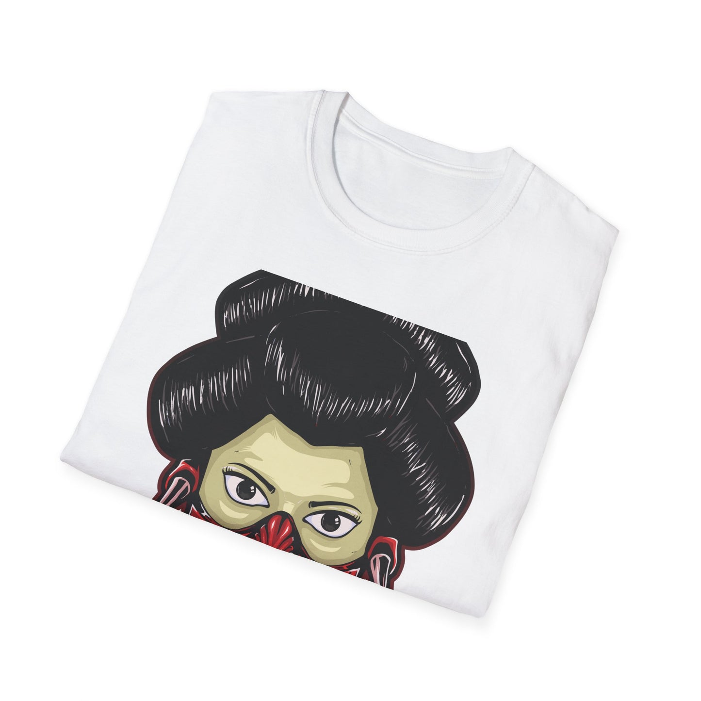 Fierce Hannya Mask T-Shirt | Striking Japanese Oni Demon Warrior Tee with Blade | Bold Traditional Art Statement Shirt