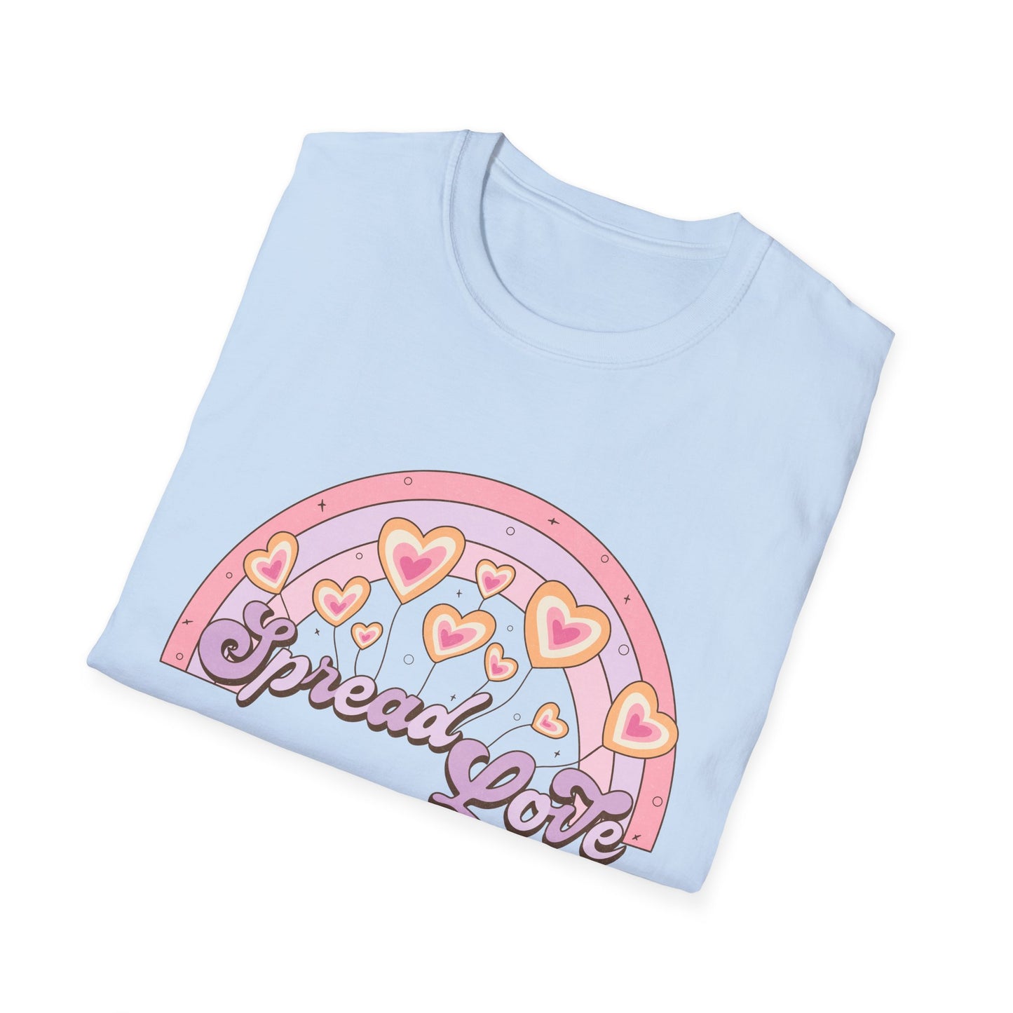 Groovy Spread Love T-Shirt | Retro Pastel Hearts Rainbow Tee | Empowering Positive Vibes for Women & Teens | Cute & Inspiring Gift