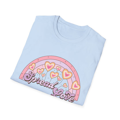 Groovy Spread Love T-Shirt | Retro Pastel Hearts Rainbow Tee | Empowering Positive Vibes for Women & Teens | Cute & Inspiring Gift