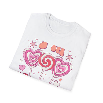 Groovy "I'm a Sucker For You" T-Shirt | Sweet Valentine's Day Love Tee | Retro Candy Heart & Lollipop Design
