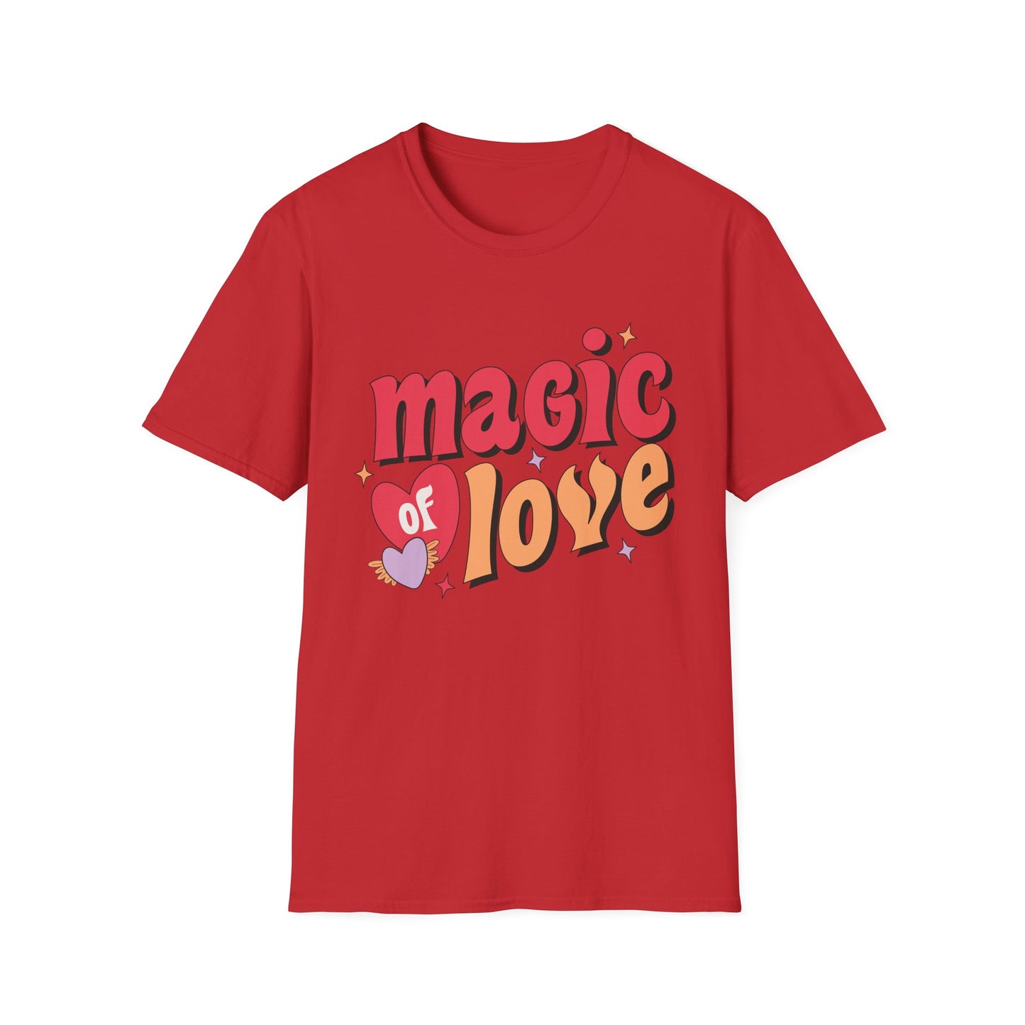 Enchanting 'Magic of Love' Groovy T-Shirt | Retro Valentine's Day Heart Tee | Whimsical, Cute & Romantic Gift