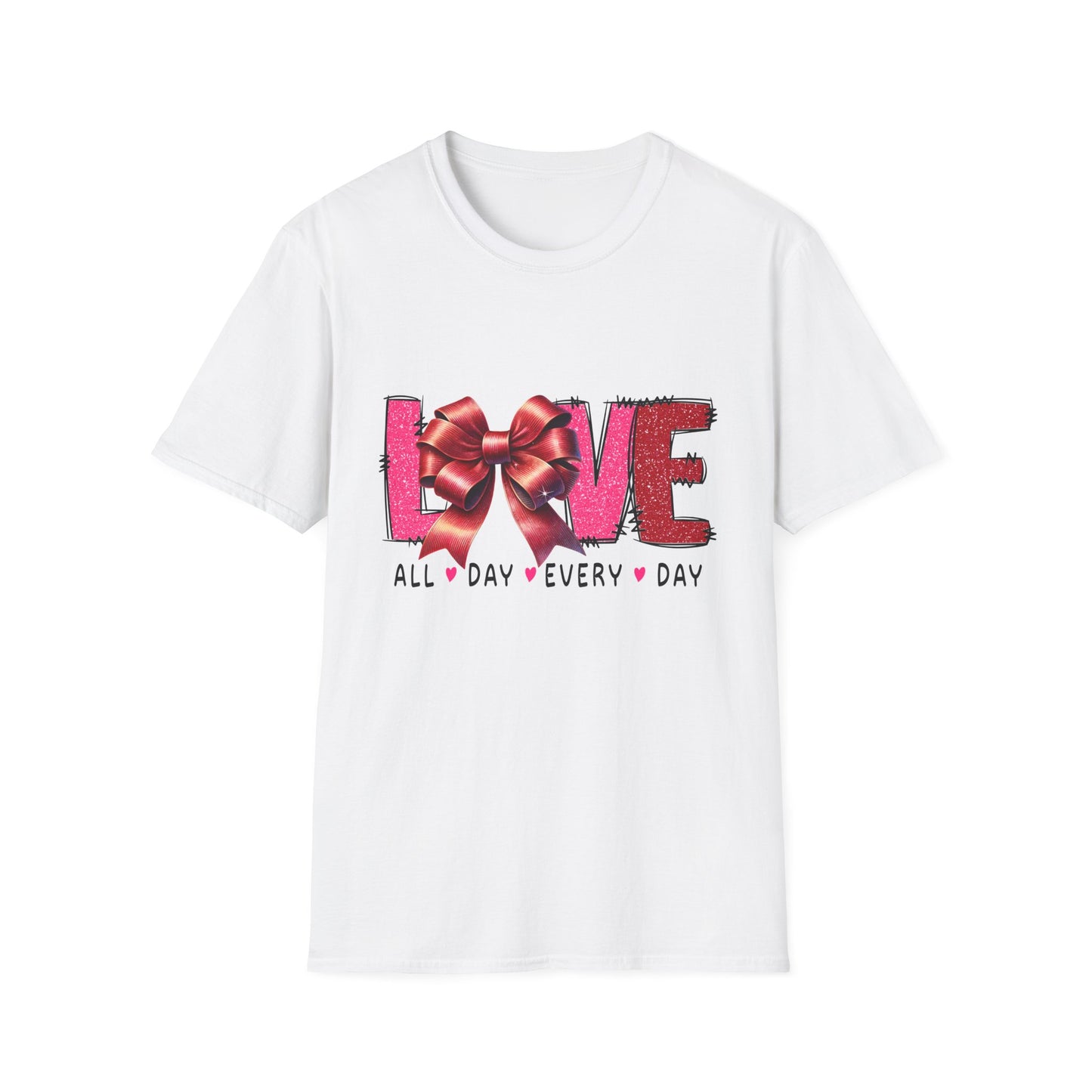 Sparkling LOVE Glitter Bow T-Shirt | Chic Valentine's Day Tee for Her | Dazzling Romantic Gift