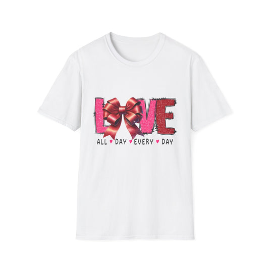 Sparkling LOVE Glitter Bow T-Shirt | Chic Valentine's Day Tee for Her | Dazzling Romantic Gift