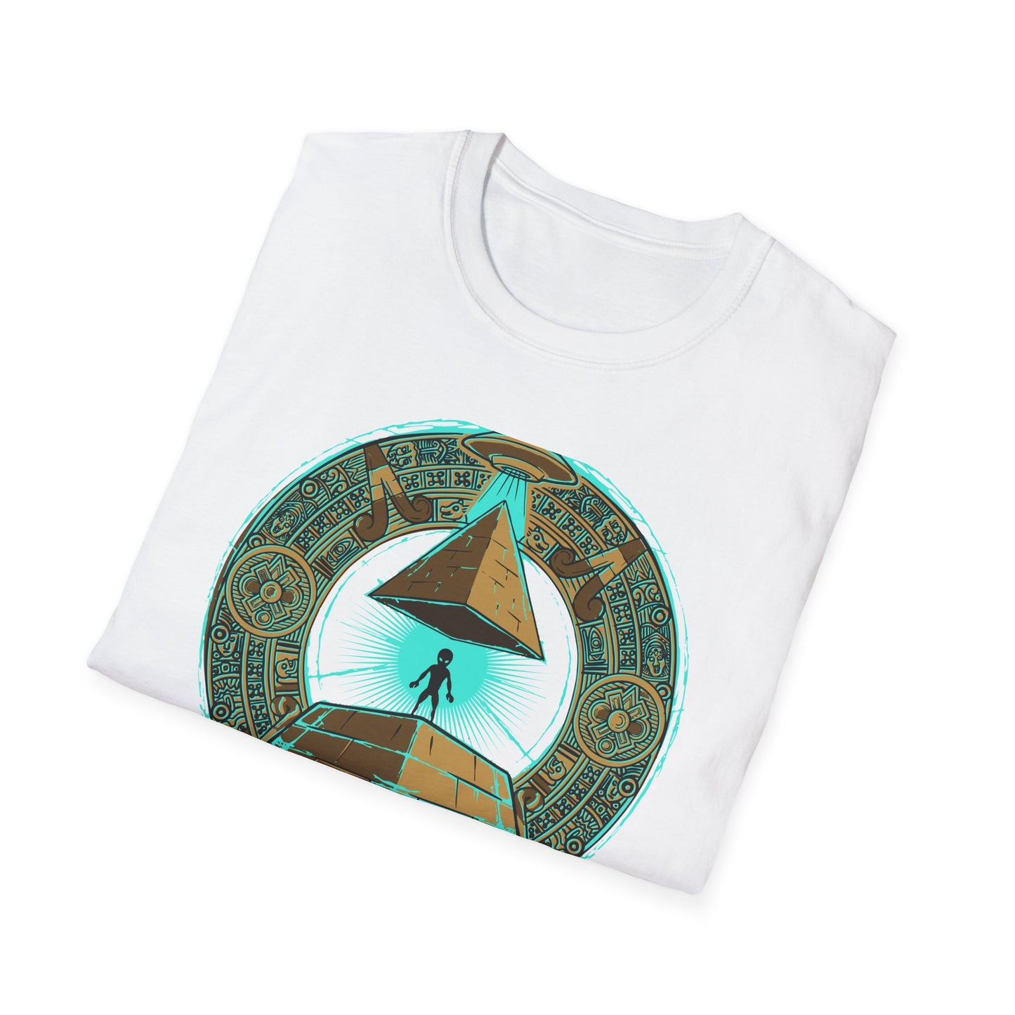 Epic Ancient Aliens T-Shirt: UFO & Pyramids with Aztec Calendar Design | Sci-Fi Mystery & Conspiracy Tee