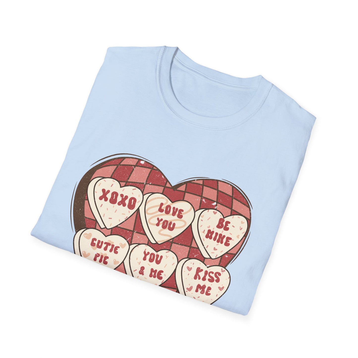 Charming Retro Conversation Hearts T-Shirt | Vintage Valentine's Day Sweetheart Candy Box Tee | Adorable Love Gift