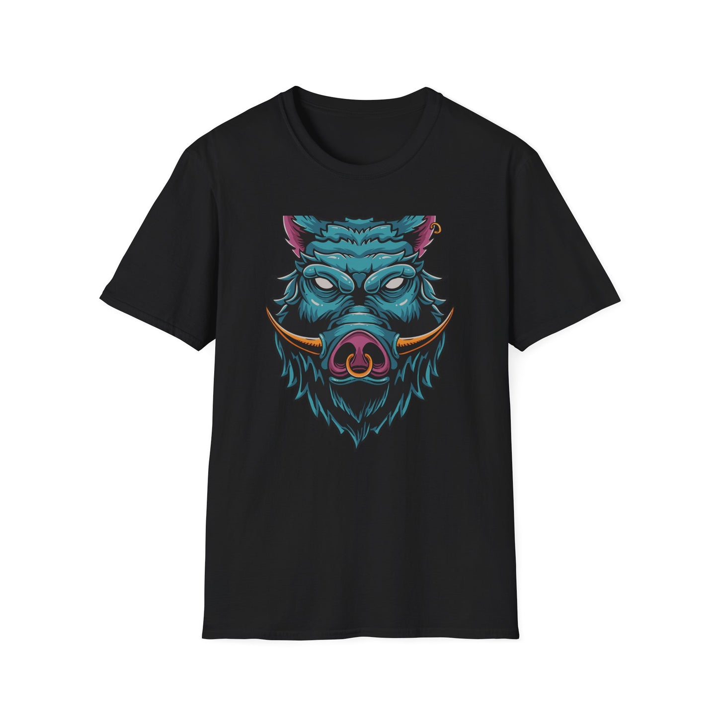 Fierce Wild Boar T-Shirt | Mystic Cyberpunk Hog Head Tee | Bold Streetwear Animal Art | Unique Tattoo Style Gift