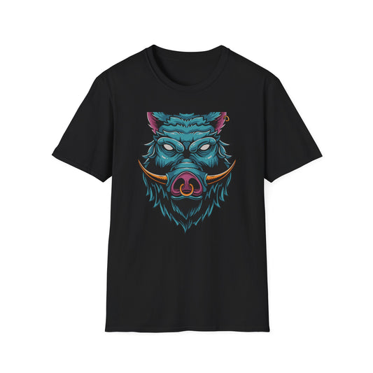 Fierce Wild Boar T-Shirt | Mystic Cyberpunk Hog Head Tee | Bold Streetwear Animal Art | Unique Tattoo Style Gift
