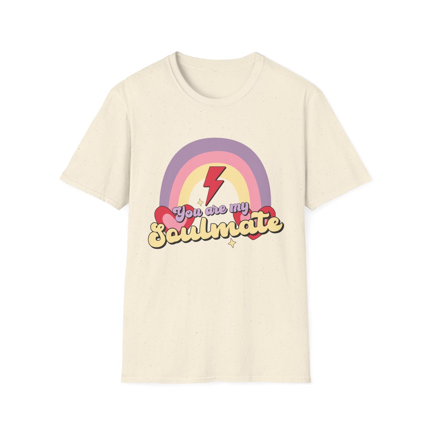Retro Soulmate T-Shirt | Groovy Pastel Rainbow & Hearts Couple Tee | Perfect Romantic Valentine's Day Gift for Him or Her