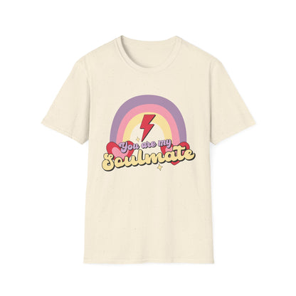 Retro Soulmate T-Shirt | Groovy Pastel Rainbow & Hearts Couple Tee | Perfect Romantic Valentine's Day Gift for Him or Her