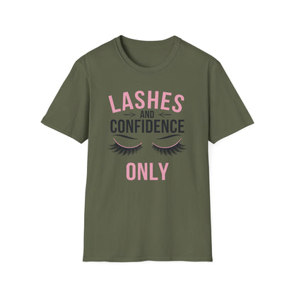 Empowering Lashes & Confidence Only T-Shirt | Chic Beauty Lover Tee Gift for Lash Techs & Women