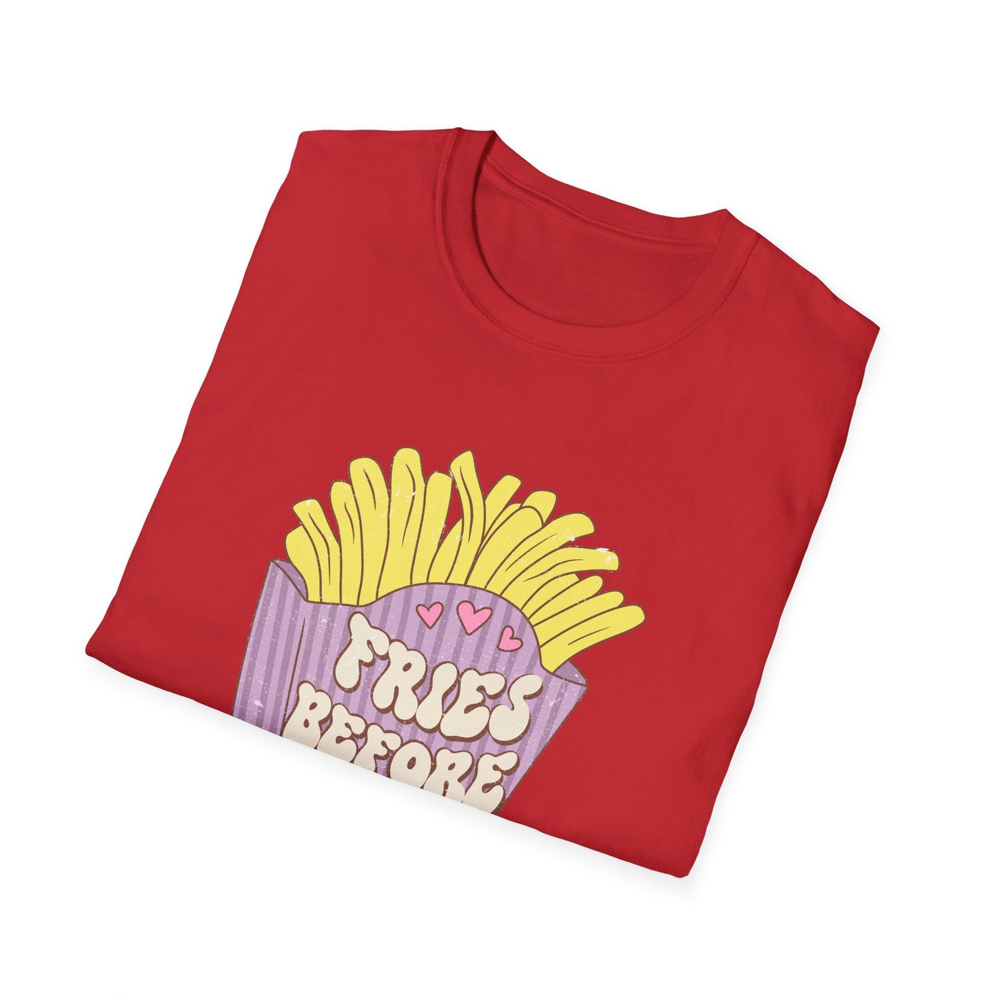 Hilarious "Fries Before Guys" T-Shirt | Trendy Retro Foodie Tee for Women, Bachelorette Parties & Best Friend Gifts