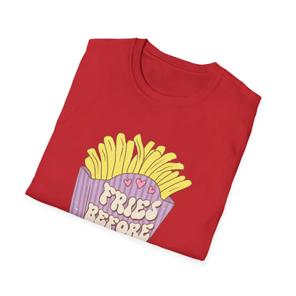 Hilarious "Fries Before Guys" T-Shirt | Trendy Retro Foodie Tee for Women, Bachelorette Parties & Best Friend Gifts