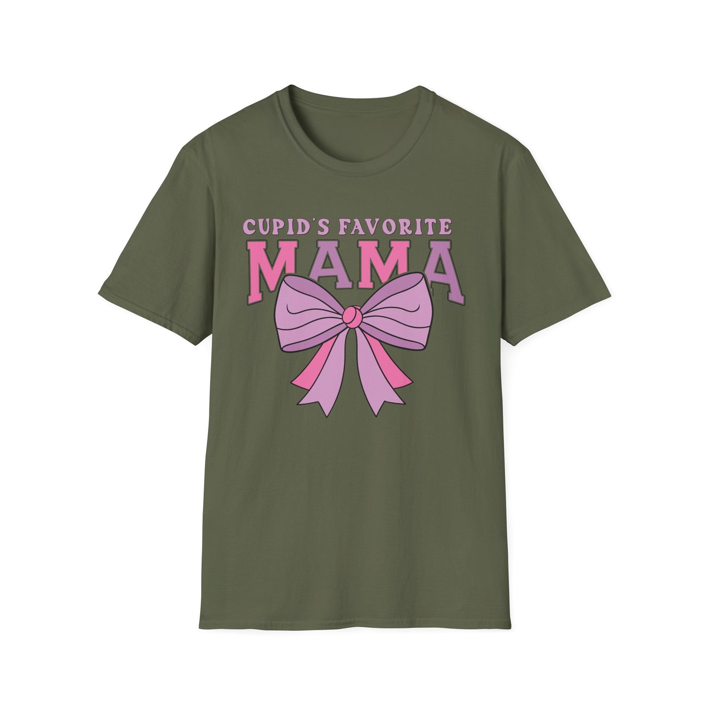Cupid's Favorite Mama T-Shirt | Unique Valentine's & Mother's Day Gift for Her | Cute Pink Bow Graphic Tee