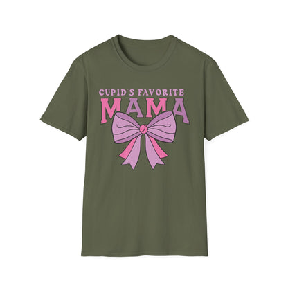 Cupid's Favorite Mama T-Shirt | Unique Valentine's & Mother's Day Gift for Her | Cute Pink Bow Graphic Tee