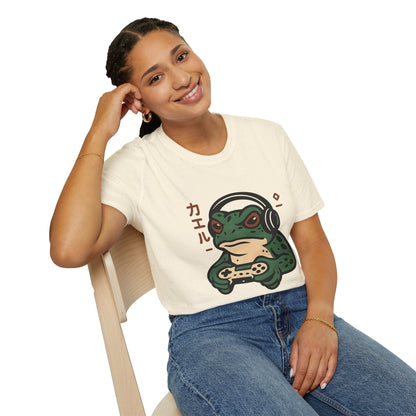 Dark Gamer Frog Headphones Graphic T-Shirt