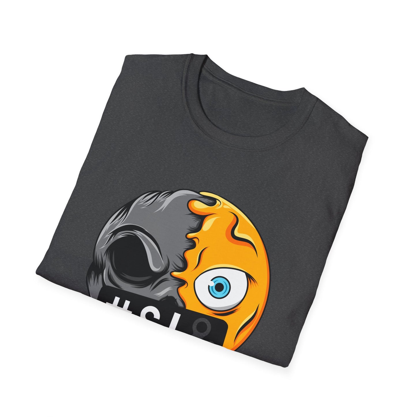 Bold Censored Emoji Skull T-Shirt - Edgy Duality Graphic Tee | Express Your Inner Mood