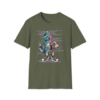 Bold Graffiti Spray Can T-Shirt - Edgy Urban Art Graphic Tee for Streetwear Fans | Unique Must-Have Design