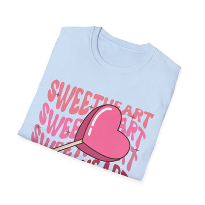 Charming Sweetheart Heart Lollipop T-Shirt - Groovy Retro Valentine's Day Gift for Her!