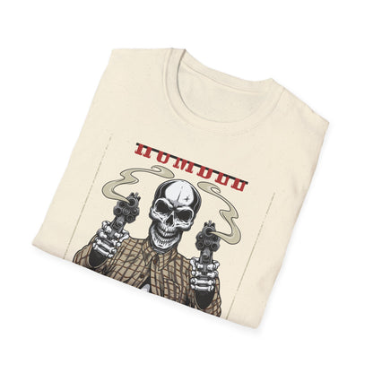 Stay Humble Hustle Hard Skull T-Shirt - Edgy Revolver Streetwear Tee for Men - Bold Urban Motivational Apparel
