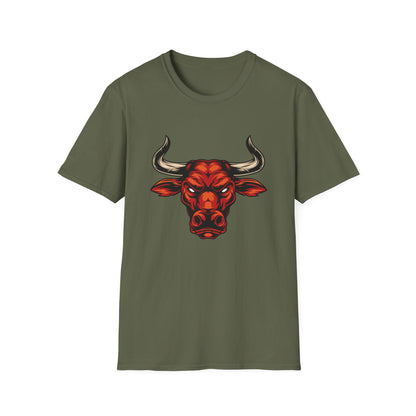 Fierce Red Bull Head T-Shirt | Powerful Animal Spirit Tee | Bold Strength & Determination Design for Men & Women