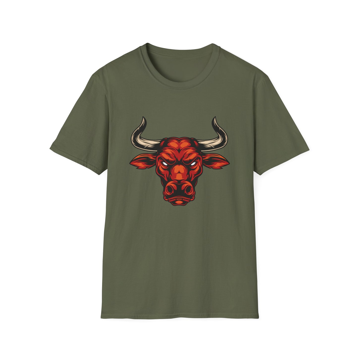 Fierce Red Bull Head T-Shirt - Unleash Power & Strength. Dynamic Bull Zodiac Tee for Men & Bold Statement