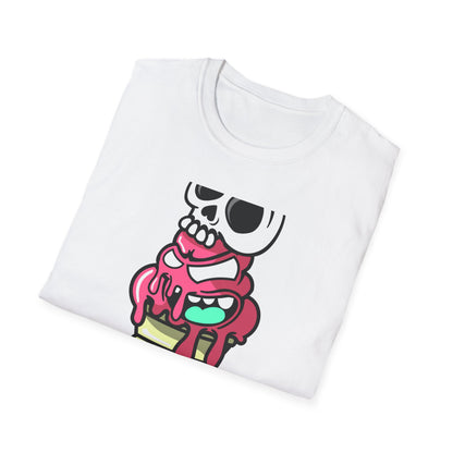 Spooky Sweet Skull Ice Cream Cone T-Shirt - Edgy Monster Dessert Tee for Goth & Punk Fans | Unique & Cool